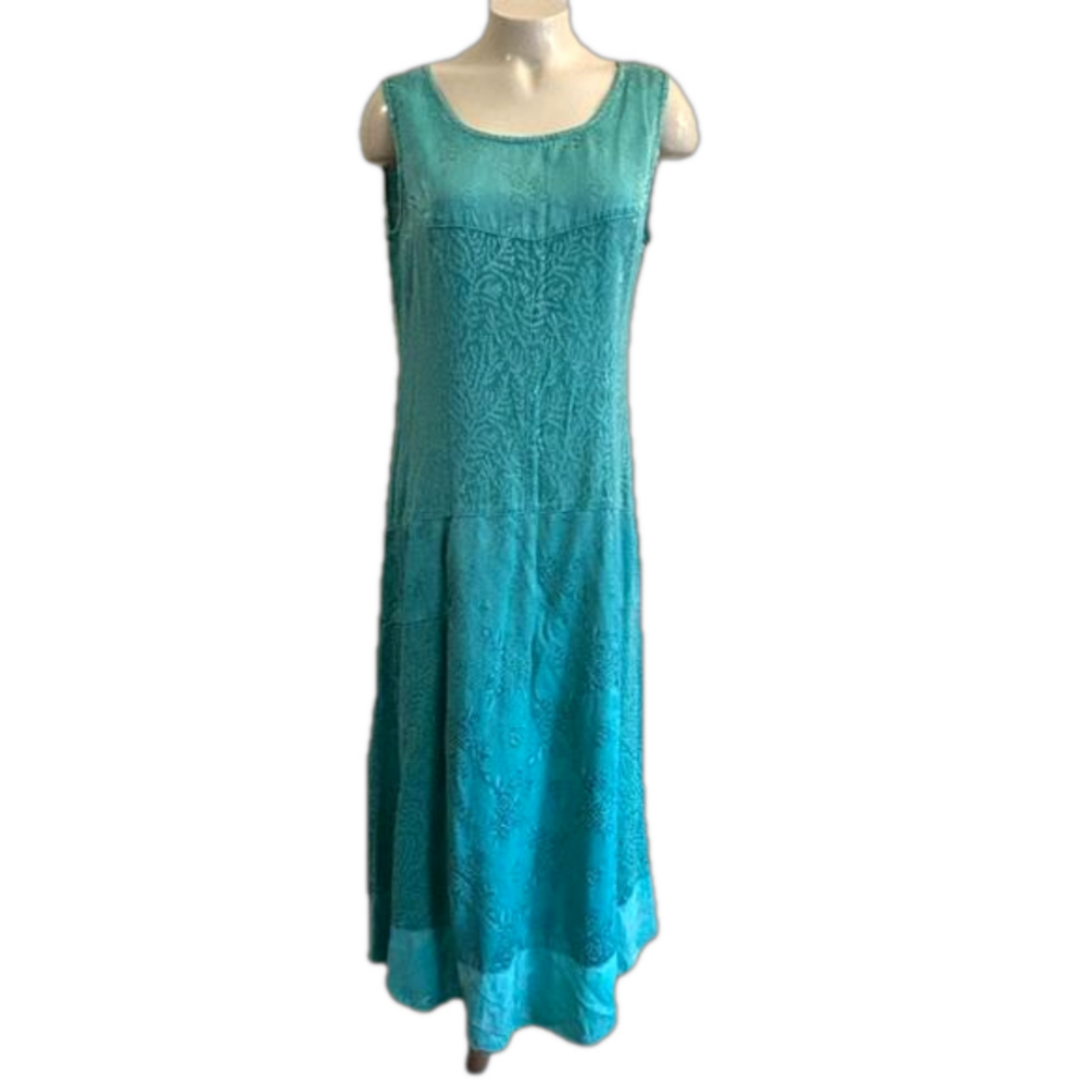 Citron Santa Monica MED 100% rayon mint turquoise cottagecore Dress - Picture 3 of 11